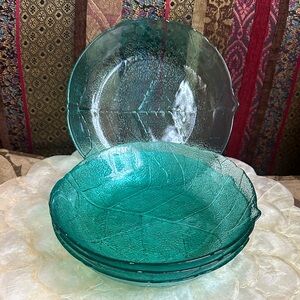 Arcoroc Elegant Aspen Aqua Leaf Glass Bowls